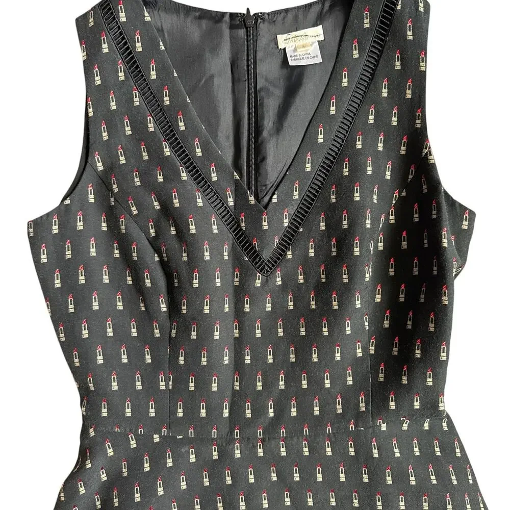 Shoshanna Elvira Metallic Lipstick Fit and Flare Dress Black Size 4‎